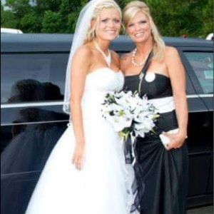 Black and white bow bridesmaids dress